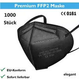 1000 Stk qualifizierte und edle FFP2-Maske(schwarz) / Atemschutzmaske mit neue 0161-CE-vertifizierung,bieten Schutz gegen Staub/Allergie/Infektion/... - Schwarz