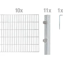 GAH Alberts Alberts Komplettset Doppelstabmattenzaun Feuerverzinkt, 2 m Matten, Höhe 200 cm, Länge 20 m
