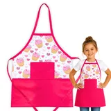 HOUSE ART LIFE Kinderschürze mit Tasche - Baumwoll Kochschürze für Jungen und Mädchen 4-6 Jahre, ideal zum Malen Kochen Backen Spielen, Geschenk für Kinder, Viele bunte Muster - 4-6 Jahre