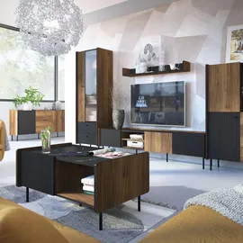 beautysofa | Schreibtisch PIANO | mit Tür, 2 Schubladen und Ablagen | Computertisch | Bürotisch | Arbeitstisch | Schwarz und Nussbaum | Modern Stil - Schwarz/Braun