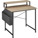 Tectake tectake® Schreibtisch, Industrial Style, mit Monitorständer und Aufbewahrungstasche, 80 x 55 x 90 cm