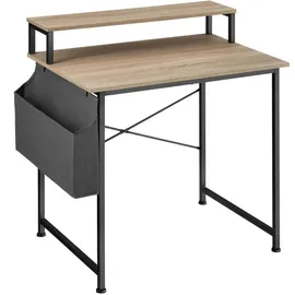 Tectake tectake® Schreibtisch, Industrial Style, mit Monitorständer und Aufbewahrungstasche, 80 x 55 x 90 cm