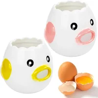leben Eierköpfer Zweierpack Eiertrenner, Keramik-Eiertrenner, (2-tlg., Interessant sind Eigelbtrenner und kleine Eiertrenner), Geeignet für Küche, Bäckerei, Camping gelb