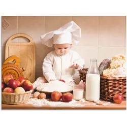 Artland Wandbild »Küche Junge Kind Backen«, Bilder von Kindern, (1 St.), als Alubild, Outdoorbild, Leinwandbild, Poster, Wandaufkleber Artland Farbe Bild(er): braun