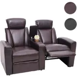 Mendler 2er Kinosessel HWC-H30, Relaxsessel Fernsehsessel Zweisitzer Sofa, Staufach Soft Touch Kunstleder MVG - braun