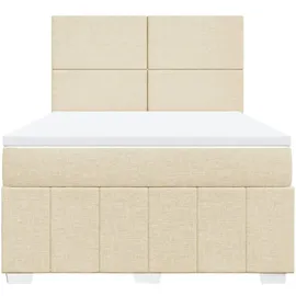 vidaXL Boxspringbett mit Matratze Creme 160x200 cm Stoff