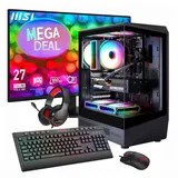 GAMEMAX Gaming-PC MegaDeal VISTA COC AB Komplett-SET AMD Ryzen 5 5500 16GB RAM 480GB SSD RTX 5050 WIN11+MSI PRO MP272L LCD-Monitor, 68,6(27")+ Zube... - Schwarz