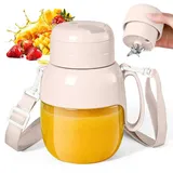 Tragbarer Mixer & Smoothie Maker, 1000ML Großer Mixer Smoothie Maker mit Trinköffnung & Trageriemen, Smoothie-Maker to go mit 12 Klingen, 21000 U/min, Wiederaufladbar für Sport, Reisen, Küche (Rosa)