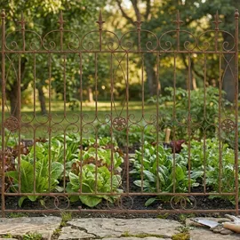 CLP Gartenzaun 124 x 116 cm Antik Braun/Metall