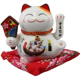 Freak Scene Superfreak Glückskatze - Maneki-Neko - Winkekatze aus Porzellan 15,5 cm weiß - Maneki Neko 02