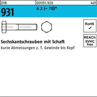 Hörger & Geßler DIN 931 Sechskant-Schaftschraube M10x120 Edelstahl A2