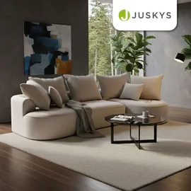 Juskys Eckcouch Samt 4-Sitzer Beige
