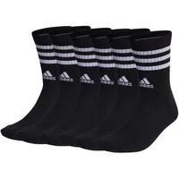 Adidas Unisex Socken, 6er Pack - 3-Streifen Cushioned Crew, Logo, Streifen, gepolstert Schwarz-46-48