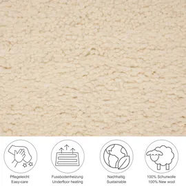 THEKO Wollteppich THEKO "Hadj Uni", beige (natur), B:60cm H:25mm L:90cm, Wolle, Teppiche, echter Berber Teppich, reine Wolle, meliert, handgeknüpft