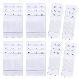 Bigqin BH-Verlängerung elastischer Extender für Frauen, BH Erweiterung BH-Verlängerer mit 3 Haken 2 Haken - 8er-Pack, Weiß - 3 Haken 19 mm Abstand