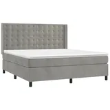 vidaXL Boxspringbett mit Matratze Hellgrau 160x200 cm Samt - Grau