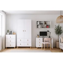 Deine Möbel 24 Kinderkleiderschrank FAGOT 150 x 201 x 55 cm Holzwerkstoff weiß