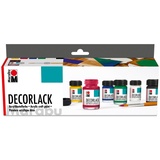 Marabu 1130000000087 - Decorlack glänzend, 6x 15 ml und Pinsel