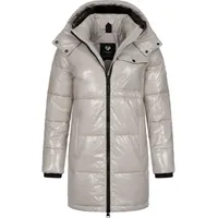 Ragwear Warmer Damen Wintermantel Shiny Steppmantel aus glänzendem Material mit Kapuze Roobie Long YOUMODO Zinc Gr. M - M