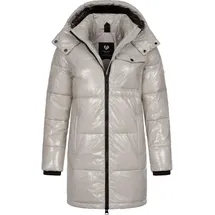Ragwear Warmer Damen Wintermantel Shiny Steppmantel aus glänzendem Material mit Kapuze Roobie Long YOUMODO Zinc Gr. M - M