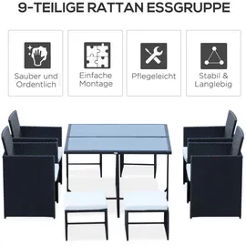 Outsunny Polyrattan Set 21-tlg. Tisch 109 x 109 cm
