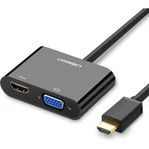 UGREEN Mini Hdmi (stecker) - Vga (buchse) / Hdmi (buchse) + Mini Klinke 3,5mm (buchse) Adapter Schwarz - Ugreen