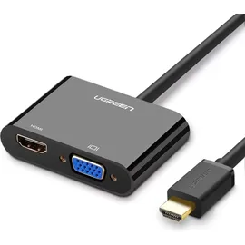 UGREEN Mini Hdmi (stecker) - Vga (buchse) / Hdmi (buchse) + Mini Klinke 3,5mm (buchse) Adapter Schwarz - Ugreen