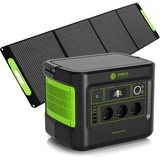 SOLARCUBE Powerstation mit Solarpanel | SC1000 | bis zu 2000W Leistung |1024Wh Akkukapazität | mit 1x Solarpanel faltbar 200W | 230V Steckdose | USB - A | USB-C | Balkonkraftwerk | Solargenerator