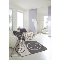 Biederlack Wohndecke Cotton Home Emoji, grau