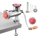 Vevor Manuelle Fleischmühle, alle Teile Edelstahl, handbetriebene Fleischmahlmaschine mit Tischklemme, 2 Schleifplatten & Wurstfüller, ideal für Zuhause Küche Restaurant Metzgergeschäft,