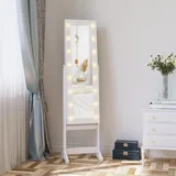 Schmuckschrank Mit Verstellbarem Spiegel Und Warmweißer Led-beleuchtung, 36 X 30 X 136 Cm