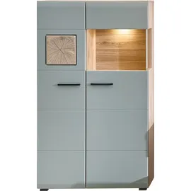 Innostyle Vitrine Fun PLUS II", grün (schilfgrün), B:80cm H:139cm T:37cm, FSC-zertifizierter Holzwerkstoff, Schränke, Vitrine, Glastür, Holztür, 10 Fächer, Softclose, ABS Kantenschutz