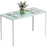 Esstisch Für 4 Personen, Küchentisch Mit Tischplatte Aus Gehärtetem Glas Und Metallbeinen, 120 X 60 X 75 Cm, Weiß