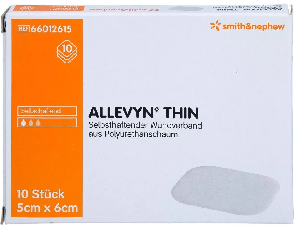 ALLEVYN Thin 5x6 cm dünne Wundauflage 10 St