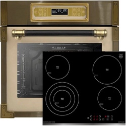Kaiser Küchengeräte Backofen-Set EH 6726 ElfAD+KCT 6703 F, Retro Elektro-Backofen 80L Elfenbein + Elektro-Kochfeld,60 cm