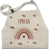 Kinderschürze Schürze Kinder Jungen Mädchen - Rainbow Regenbogen Farbenbogen - 7-14 Jahre - Natur Weiß - backschürze personalisierte name kinderkochschürzen schöne und schürzen - 7-13 Jahre