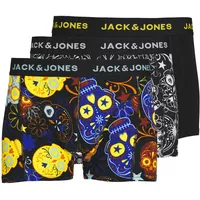 JACK & JONES Herren Jacjames TRUNKS 3 Pack Noos Boxershorts, Black/Detail:black - Blazing Yellow, M