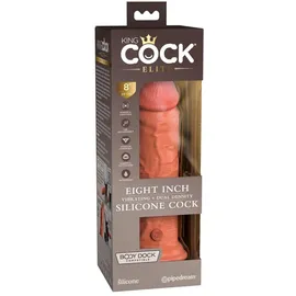 King Cock Elite King Cock“ „8“ Vibrating Silicone Dual Density Cock, Tan, 8 Zoll