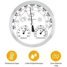 Miraval Design Analoge Wetterstation Hygrometer, Barometer, Thermometer 130 mm