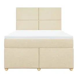 vidaXL Boxspringbett mit Matratze Creme 140x190 cm Stoff