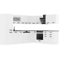 Belini Küchenzeile L-Form 460 x 204 cm Weiß matt