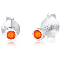 Elli Stecker Rund Opal Synthetisch Orange 925 Silber Ohrringe Damen