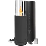 Monster24 Standkamin, rund, freistehend, 87 x 27 x 27 cm, Pellet Terrassenheizer für Outdoor, Terrassenofen mit 360° Flammenspiel, ideal als Terrassenkamin und Bodenkamin