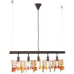 Hängeleuchte, Kristalle, Bernstein-braun, H 150 cm, AMELIA