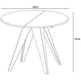 Feldmann-Wohnen Esstisch, Schwarz, Holz, Rund,Rund, Stativgestell, 100x76x100 cm, Esszimmer, Tische, Esstische