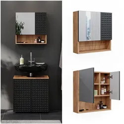 Vicco Badspiegelschrank Irma Eiche Anthrazit 54 x 55 cm Badezimmer