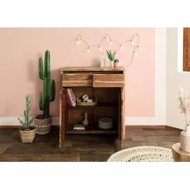 MASSIVMOEBEL24.DE Highboard 100 x 48 x 111 cm Natur lackiert / Sandgestrahlt