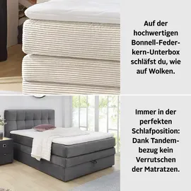 Jockenhöfer Boxspringbett Amy, mit Bettkasten und Kaltschaum-Topper, grau - 61274520-0 Samtoptik,