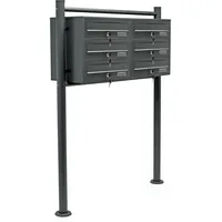 Wiltec 6er Briefkastenanlage Anthrazit inkl. Zeitungsfach