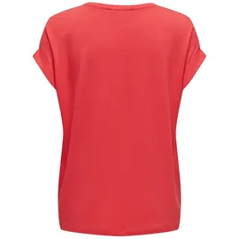 Only T-Shirt ONLMOSTER – Kurzarmshirt mit Aufschlag und klassischem Look Viskosemischung, regular fit rot XS (34)